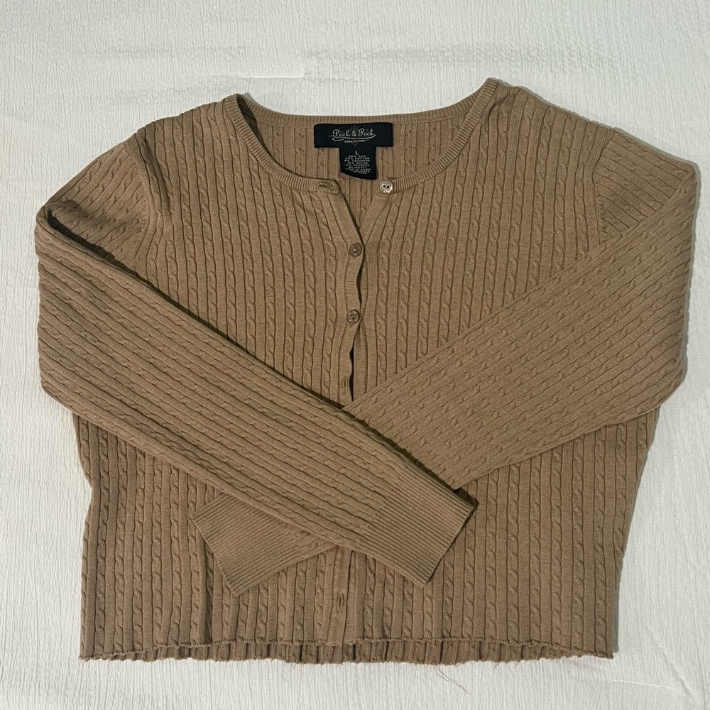 Light Brown Cropped Cardigan